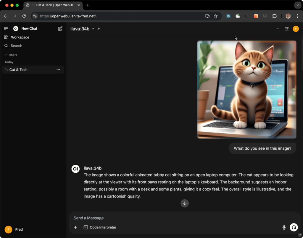 Open WebUI running llava:34b model